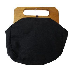 BLACK CLUTCH WITH WOODEN HANDLE